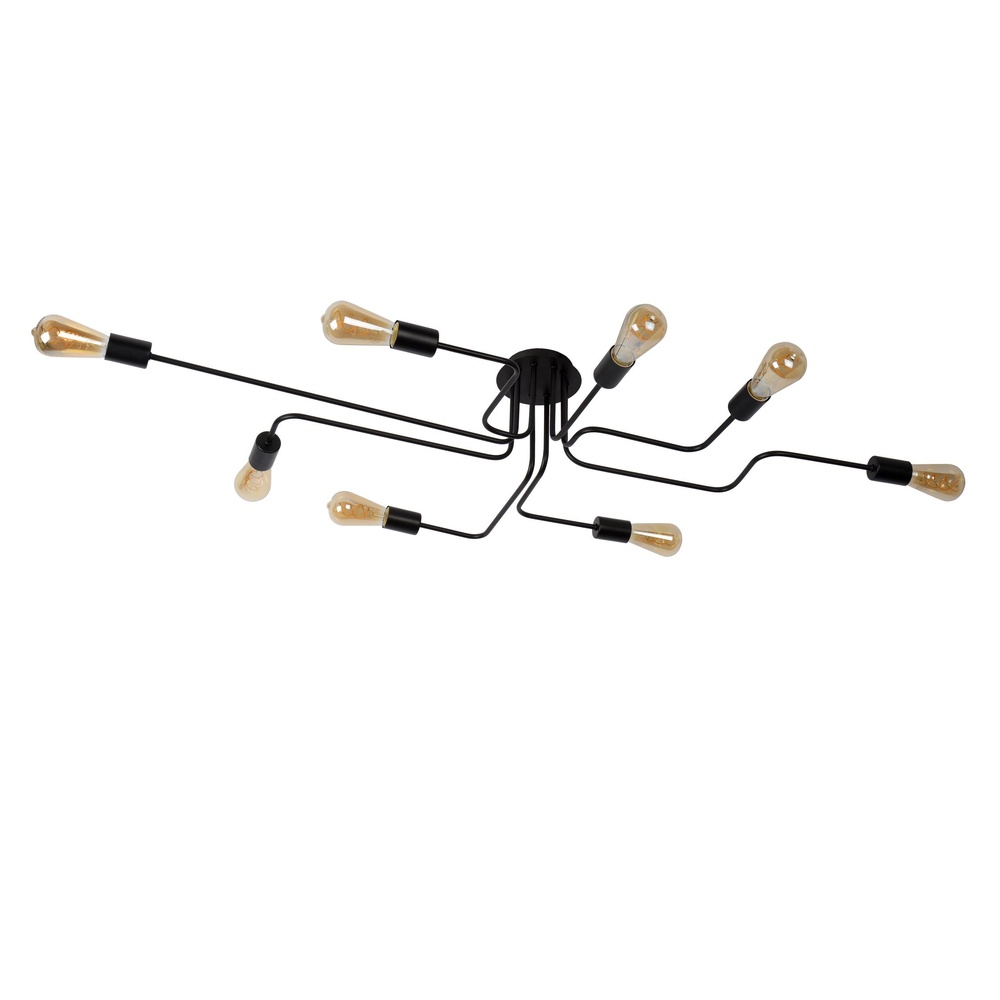 Lucide PlafondlampLester 8-lichts zwart - 21112/08/30
